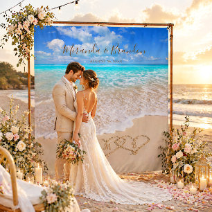 Tenture Fond de mariage tropical avec vagues de l'océan bl