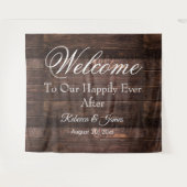 Tenture Fond de mariage unique rustique et heureux après  (Devant (Horizontal))