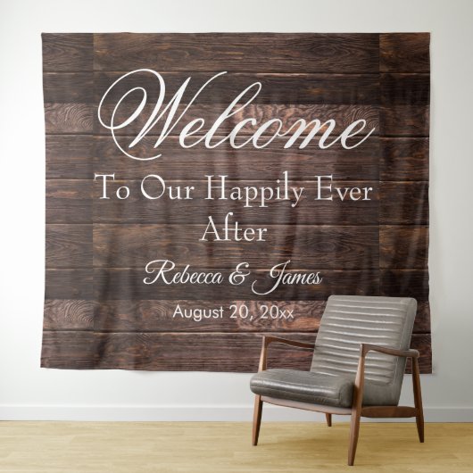Tenture Fond de mariage unique rustique et heureux pour ap (En situation (horizontale))
