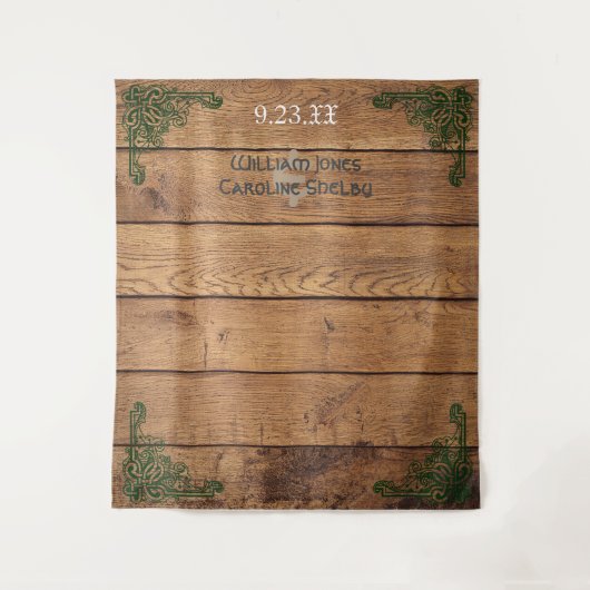 Tenture Fond de mariage vert en bois rustique celtique Cla (Devant)