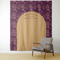 Fond de mariage violet or damassé royal