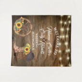 Tenture Fond de mariage western tournesol cowboy rustique (Devant (Horizontal))