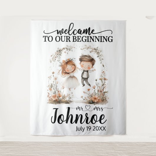 Tenture Fond de Mariage Whimsical personnalisable (Devant)