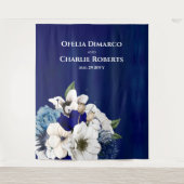 Tenture Fond de mur de photo floral blanc bleu poussiéreux (Devant)