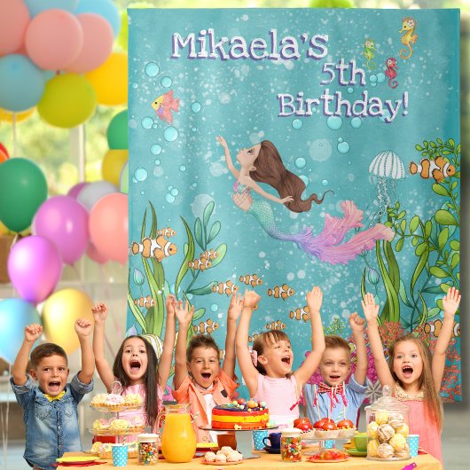 Tenture Fond de mur de sirène brun rose sous la mer