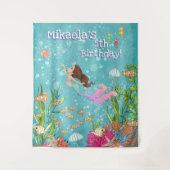 Tenture Fond de mur de sirène brun rose sous la mer (Devant)