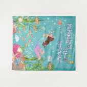 Tenture Fond de mur de sirène rose brune sous la mer (Devant (Horizontal))