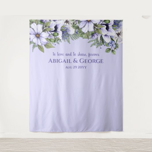 Tenture Fond de mur floral de pervenche pour mariage (Devant)