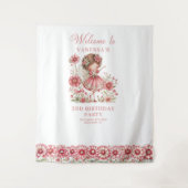 Tenture Fond de naissance fantaisiste fée rose fleurs (Devant)