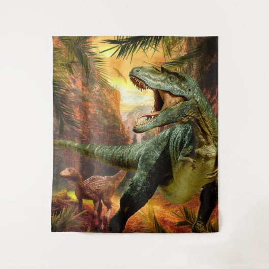 Tenture Fond de naissance Garçons Dinosaure TRex | Toile (Devant)