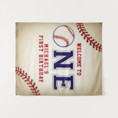 Tenture Fond de naissance premier anniversaire baseball (Devant (Horizontal))
