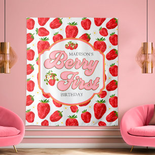 Tenture Fond de naissance simple baie première fraise