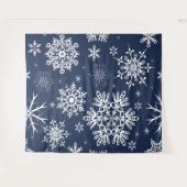 Tenture Fond de Noël à motif de flocon de neige bleu blanc (Devant (Horizontal))