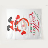 Tenture Fond de Noël joyeux amour drôle de Père Noël (Devant (Horizontal))