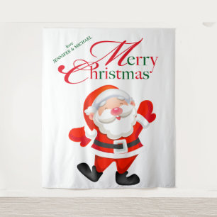 Tenture Fond de Noël joyeux amour drôle de Père Noël