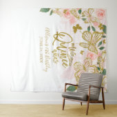 Tenture Fond de papillons roses floraux pour Quinceanera (En situation (horizontale))