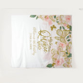 Tenture Fond de papillons roses floraux pour Quinceanera (Devant (Horizontal))