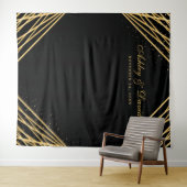 Tenture Fond de photo abstrait géométrique noir et or (En situation (horizontale))