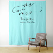 Tenture Fond de photo Aqua élégant écriture Mr & Mrs (En situation)