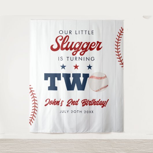 Tenture Fond de photo d'anniversaire de 2 ans Slugger Base (Devant)