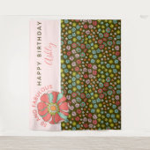 Tenture Fond de photo d'anniversaire fleuri rose Groovy (Devant)