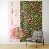 Tenture Fond de photo d'anniversaire floral rose Groovy (En situation)