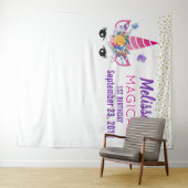Tenture Fond de photo d'anniversaire licorne avec confetti (En situation (horizontale))