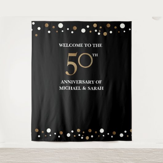Tenture Fond de photo de 50e ANNIVERSAIRE DE MARIAGE en or (Devant)