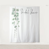 Tenture Fond de photo de Baby Shower avec nom Eucalyptus (Devant)