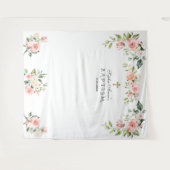 Tenture Fond de photo de baptême floral rose unique (Devant (Horizontal))