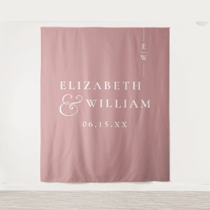 Tenture Fond de photo de mariage à monogramme rose poussié