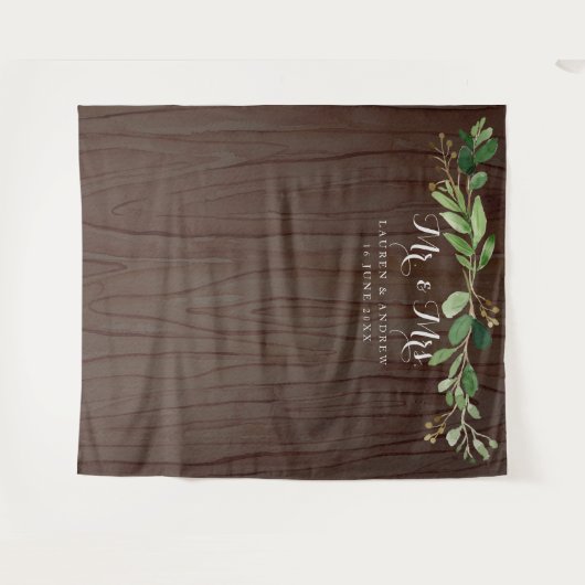 Tenture Fond de photo de mariage aux feuilles d'eucalyptus (Devant (Horizontal))