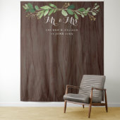 Tenture Fond de photo de mariage aux feuilles d'eucalyptus (En situation)