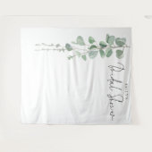 Tenture Fond de photo de mariage avec nom Eucalyptus (Devant (Horizontal))