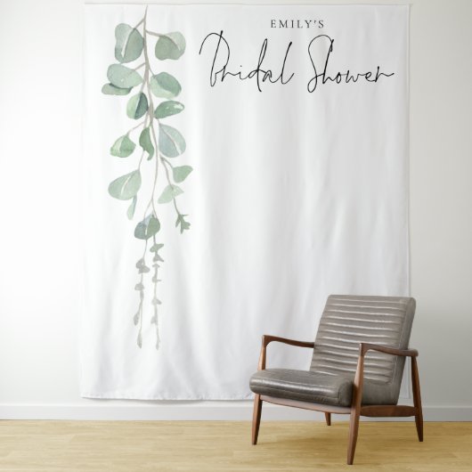 Tenture Fond de photo de mariage avec nom Eucalyptus (En situation)