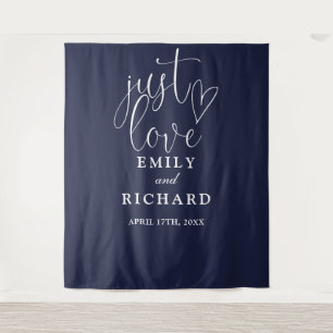 Tenture Fond de photo de mariage bleu marine Just Love