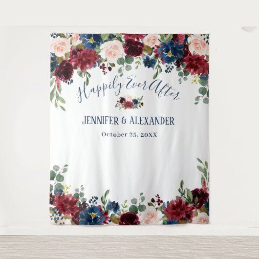 Tenture Fond de photo de mariage Burgundy Navy Blue Blush (Devant)