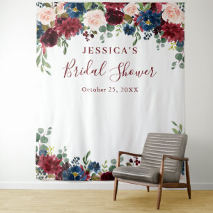 Tenture Fond de photo de mariage Burgundy Navy Blush