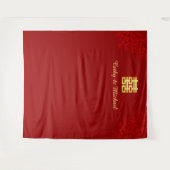 Tenture Fond de photo de mariage chinois floral rouge (Devant (Horizontal))