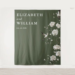 Tenture Fond de photo de mariage chinoiserie vert olive