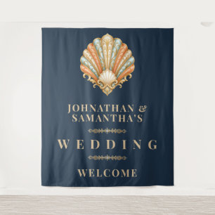 Tenture Fond de photo de mariage coquillage de plage
