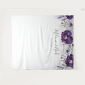 Tenture Fond de photo de mariage floral argenté violet (Devant (Horizontal))