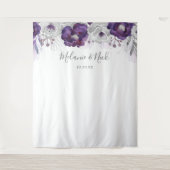 Tenture Fond de photo de mariage floral argenté violet (Devant)