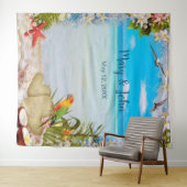 Tenture Fond de photo de mariage floral de plage tropicale (En situation (horizontale))