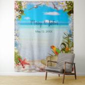 Tenture Fond de photo de mariage floral de plage tropicale (En situation)