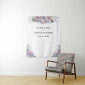 Tenture Fond de photo de mariage floral pourpre aquarelle (En situation)