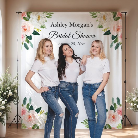 Tenture Fond de photo de mariage floral rose blush