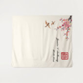 Tenture Fond de photo de mariage oiseaux floraux chinois (Devant (Horizontal))