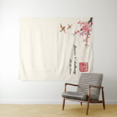 Tenture Fond de photo de mariage oiseaux floraux chinois (En situation (horizontale))