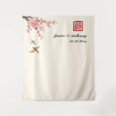 Tenture Fond de photo de mariage oiseaux floraux chinois (Devant)